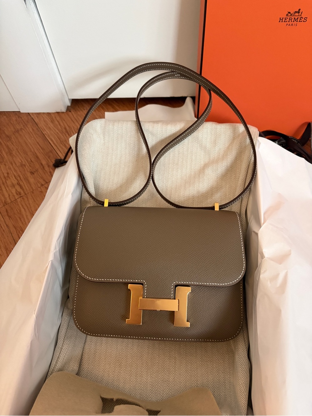 Constance 18 in Etoupe with Gold Hardware